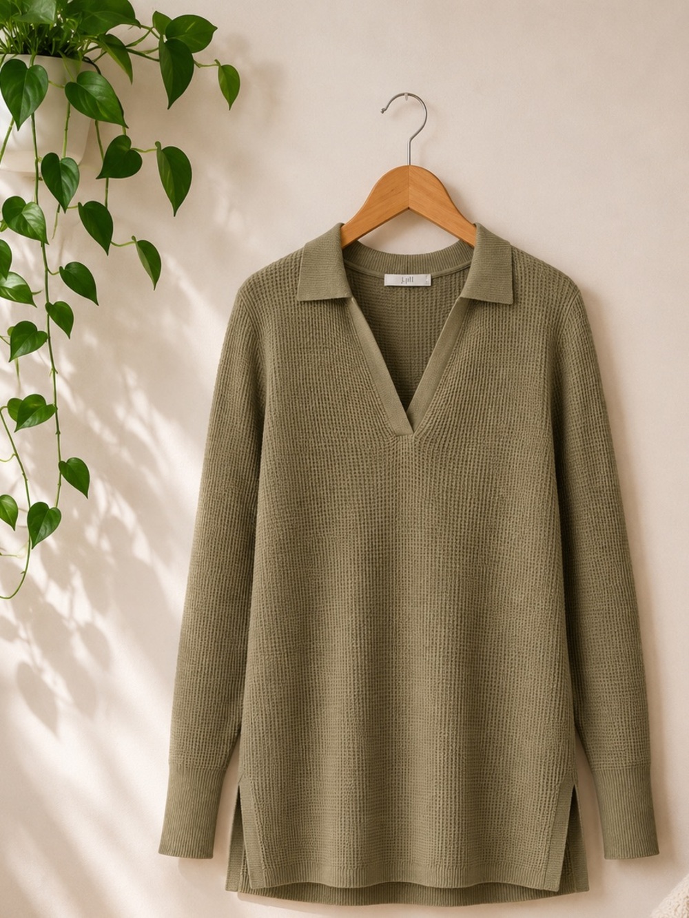 J Jill-Textured Johnny-Collar Sweater Tunic Size Small
